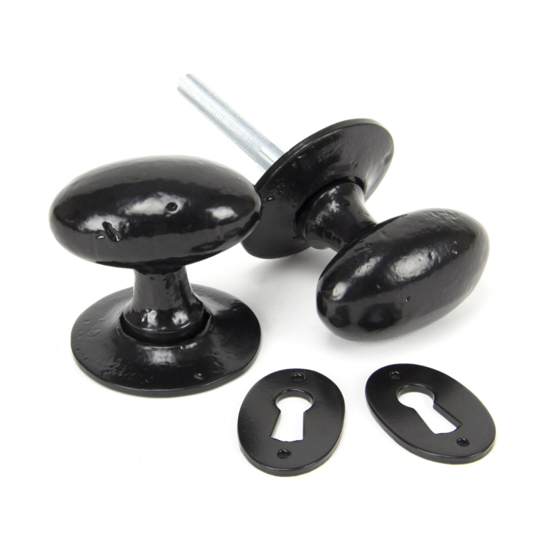 Wardlo deurknop knop 63mm rozet 60mm smeedijzer zwart deurbeslagstore.be