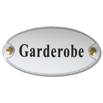 NS-654 TopEmaille wit deurbordje 'Garderobe' ovaal 60x35mm