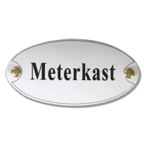 NS-659 TopEmaille Wit deurbordje 'Meterkast' ovaal 60x35mm