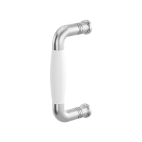Deurgreep ton model Ika 130mm gebogen nekje RVS geborsteld met wit