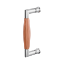 Deurgreep ton model Ika 157mm haaks nekje RVS geborsteld met kersenhout