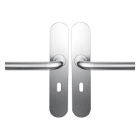 Deurkruk op schild BB56 L-model 19mm RVS geborsteld