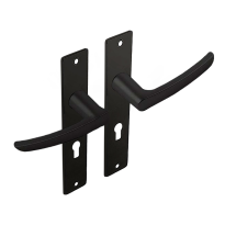 Dulimex zwart binnendeurbeslag klink/klink blokmodel op kortschild, PC55 set