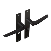 Dulimex zwart binnendeurbeslag klink/klink duimmodel op kortschild, WC63/8 set