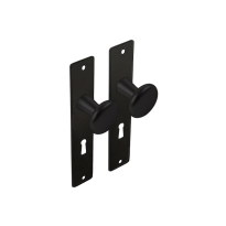 Dulimex zwart binnendeurbeslag knop/knop paddenstoelmodel op kortschild, set BB56