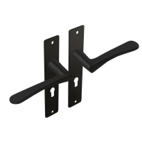 Dulimex zwart binnendeurbeslag kruk/kruk vlindermodel op kortschild, PC55 set