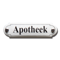 Emaille deurbordje 'Apotheek' gebold klassiek 80x22mm