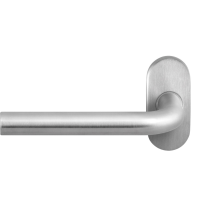 GPF1001.04L deurkruk op ovale rozet, 70x32x10mm Aka linkswijzend RVS