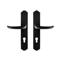 GPF6205.60 smeedijzer zwarte deurkruk Uhka op schild PC72, 238x41x4mm