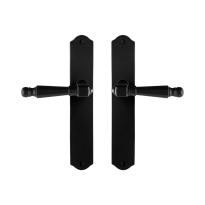 GPF6210.60 smeedijzer zwarte deurkruk Mela op schild, 238x41x4mm