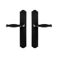 GPF6225.60 smeedijzer zwarte deurkruk Tuli op schild, 238x41x4mm