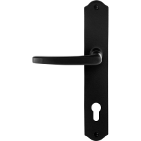 GPF6230.60L/R smeedijzer zwarte deurkruk Eno op schild PC85 238x41x4mm, links-/rechtswijzend