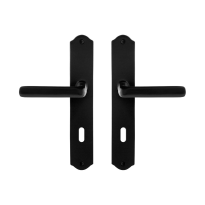 GPF6235.60 smeedijzer zwarte deurkruk Ilo op schild BB72, 238x41x4mm