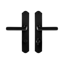 GPF6235.60 smeedijzer zwarte deurkruk Ilo op schild WC72/8, 238x41x4mm