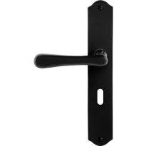 GPF6240.60L/R smeedijzer zwarte deurkruk Paju op schild BB56 238x41x4mm, links-/rechtswijzend