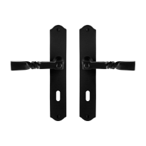 GPF6245.60 smeedijzer zwarte deurkruk Nokka op schild BB72, 238x41x4mm