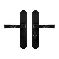 GPF6245.60 smeedijzer zwarte deurkruk Nokka op schild WC55/8, 238x41x4mm