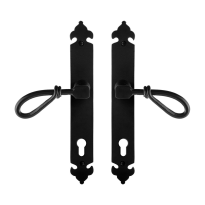 GPF6255.60 smeedijzer zwarte deurkruk Sula op langschild PC92, 291x41x4mm