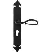 GPF6260.60R smeedijzer zwarte deurkruk Lumi op langschild PC55 291x41x4mm, rechtswijzend