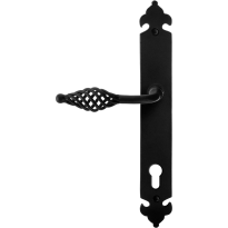 GPF6265.60L/R smeedijzer zwarte deurkruk Tane op langschild PC92 291x41x4mm, links-/rechtswijzend