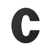 Huisnummer toevoeging letter 'C' zwart, 110 mm