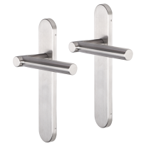 Impresso Alton deurkruk op schild afgerond 225x41x10mm blind RVS geborsteld
