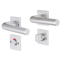 Impresso Bolton deurkruk op rozet met schroeven 53x53x9mm Aluminium met toiletgarnituur