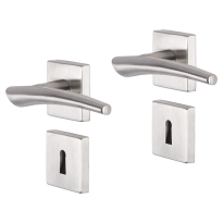 Impresso Boston deurkruk op rozet 53x53x9mm RVS geborsteld met sleutelrozet