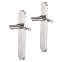 Impresso Boston deurkruk op schild afgerond 225x41x10mm blind RVS geborsteld