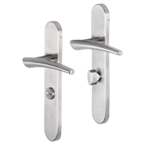 Impresso Boston deurkruk op schild afgerond 225x41x10mm WC63/8 RVS geborsteld