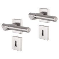 Impresso Bretton deurkruk op rozet 53x53x9mm RVS geborsteld met sleutelrozet