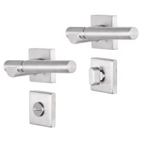 Impresso Bretton deurkruk op rozet 53x53x9mm RVS geborsteld met toiletgarnituur