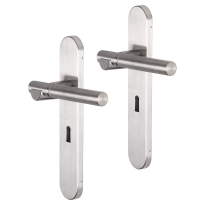Impresso Bretton deurkruk op schild afgerond 225x41x10mm BB56 RVS geborsteld