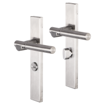 Impresso Bretton deurkruk op schild rechthoekig 226x41x10mm WC63/8 RVS geborsteld