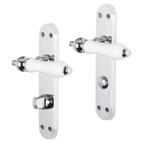 Impresso Brisbane deurkruk op schild met schroeven afgerond 225x41x10mm WC63/8 Chroom