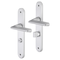 Impresso Bristol deurkruk op schild met schroeven afgerond 225x41x10mm WC63/8 Aluminium