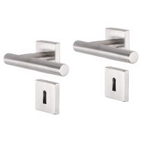 Impresso Chelsea deurkruk op rozet 53x53x9mm RVS geborsteld met sleutelrozet