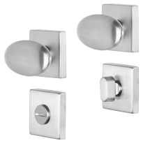 Impresso Derby deurkruk op rozet 53x53x9mm RVS geborsteld met toiletgarnituur