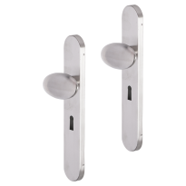Impresso Derby deurkruk op schild afgerond 225x41x10mm BB56 RVS geborsteld