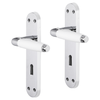 Impresso Durban deurkruk op schild met schroeven afgerond 225x41x10mm BB56 Chroom