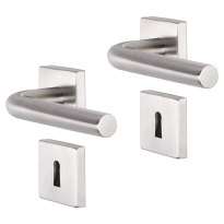Impresso Dursley deurkruk op rozet 53x53x9mm RVS geborsteld met sleutelrozet