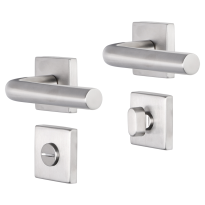 Impresso Dursley deurkruk op rozet 53x53x9mm RVS geborsteld met toiletgarnituur