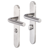 Impresso Dursley deurkruk op schild afgerond 225x41x10mm WC63/8 RVS geborsteld