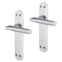 Impresso Galway deurkruk op schild met schroeven afgerond 225x41x10mm blind Chroom