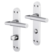 Impresso Galway deurkruk op schild met schroeven afgerond 225x41x10mm WC63/8 Chroom