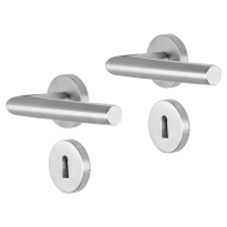 Impresso Harrow deurkruk op rozet 53x9mm RVS geborsteld met sleutelrozet
