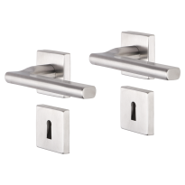 Impresso Kirby deurkruk op rozet 53x53x9mm RVS geborsteld met sleutelrozet