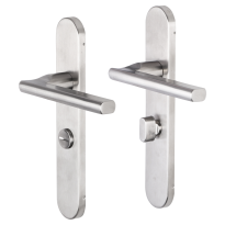 Impresso Kirby deurkruk op schild afgerond 225x41x10mm WC63/8 RVS geborsteld