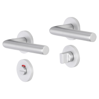 Impresso London deurkruk op rozet 53x9mm Aluminium met toiletgarnituur