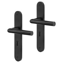 Impresso London deurkruk op schild met schroeven afgerond 225x41x10mm BB56 Zwart